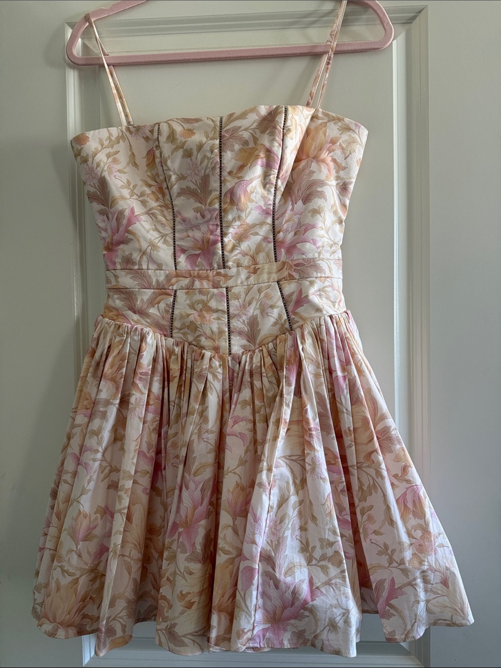 House of CB Pink and Cream Floral Strapless Dress